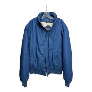 Members Only Jacket Windbreaker Mens 46L Full Zip Sherpa Lined Blue